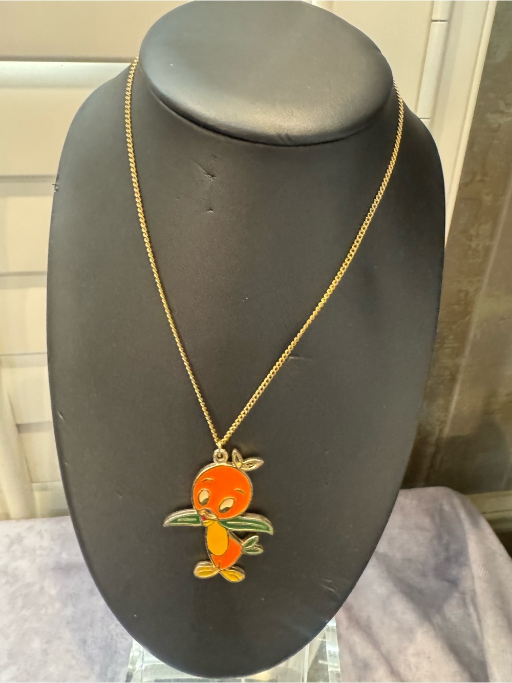 Vintage 70’s  Orange Bird Cartoon Pendant Necklace - Walt Disney World